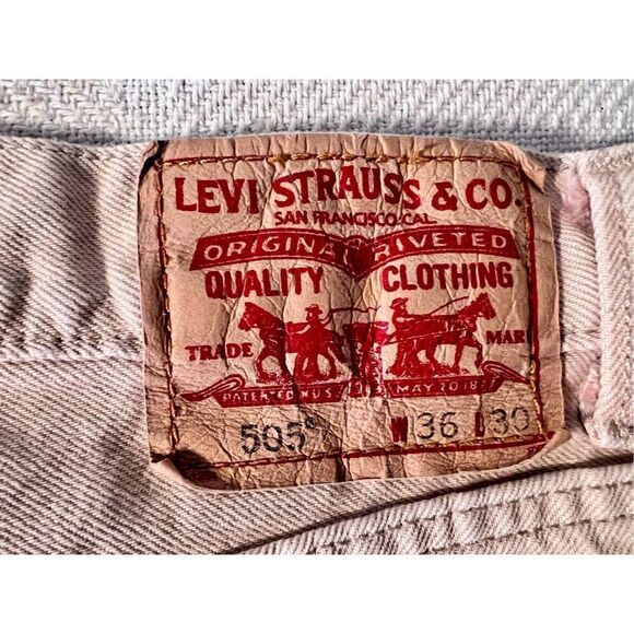 VTG Levis 505 Mens Light Khaki Sand 36x30 Pants Regular Straight Leg Red Tab - Picture 7 of 7
